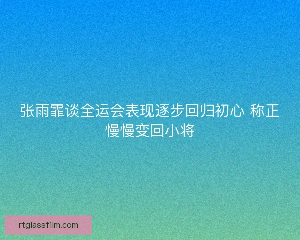 张雨霏谈全运会表现逐步回归初心 称正慢慢变回小将